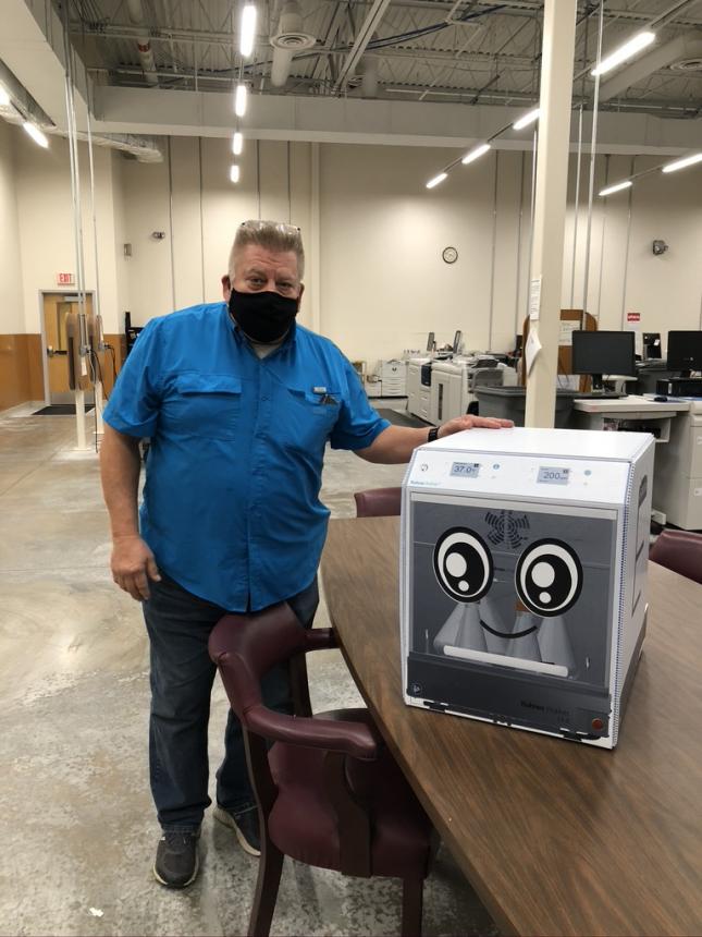 Shown here is Richard Piotrowski with the Bulldawg Print + Design who helped build the Kelvin+ props used in the video.