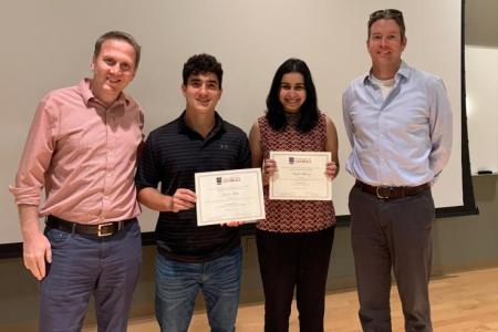 Left to right: Dr. Fikri Avci, Javid Aceil, Anjali Shenoy, and Dr. Adam Barb